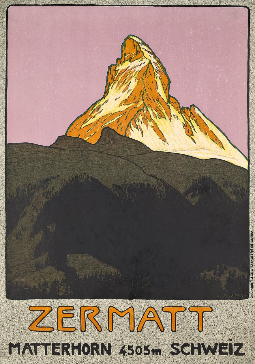 Plakátová reklama Zermatt, Švýcarsko od Emil Cardinaux