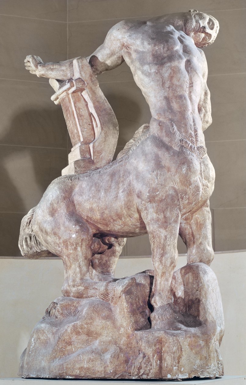 Umírající kentaur, odlitek pro bronzovou sochu z roku 1914 (sádra) od Emile Antoine Bourdelle