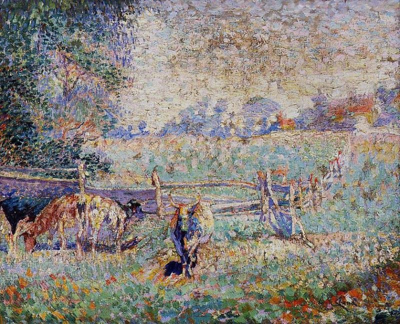 Krávy na pastvině od Emile Claus