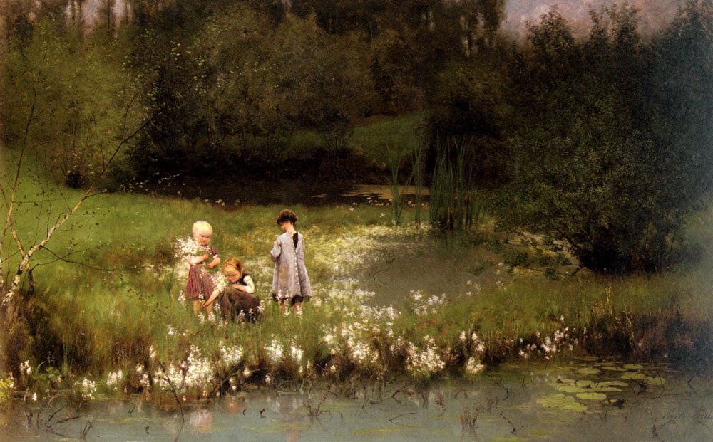 Sbírání květů od Emile Claus