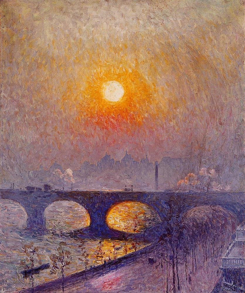 Západ slunce nad mostem Waterloo od Emile Claus