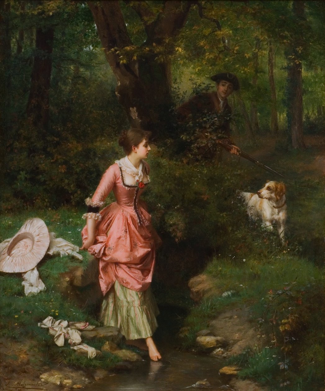 Mladá dáma přes Brookn od Emile Pierre Metzmacher