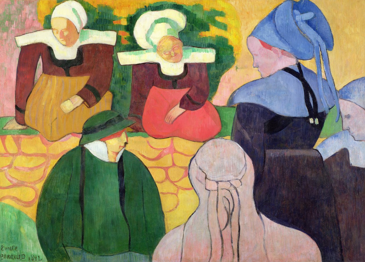 Bretonské ženy na zdi od Emile Bernard