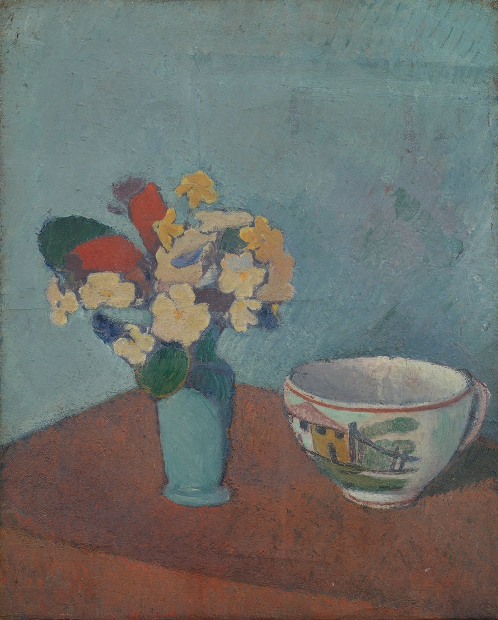 Váza s květinami a šálkem, 1887 od Emile Bernard
