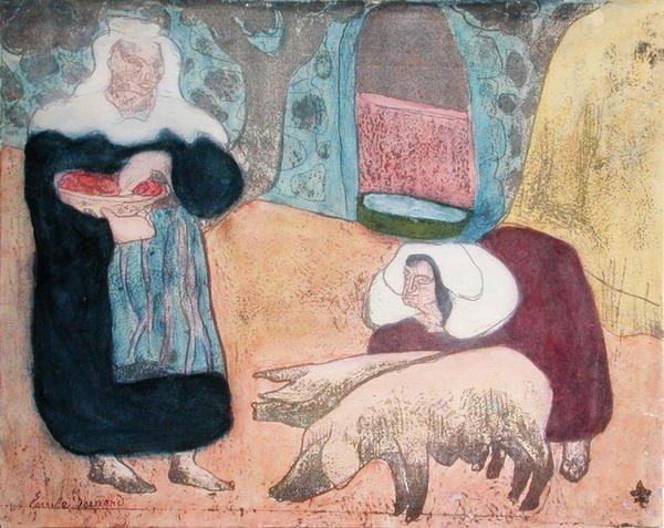 Ženy s prasaty od Emile Bernard