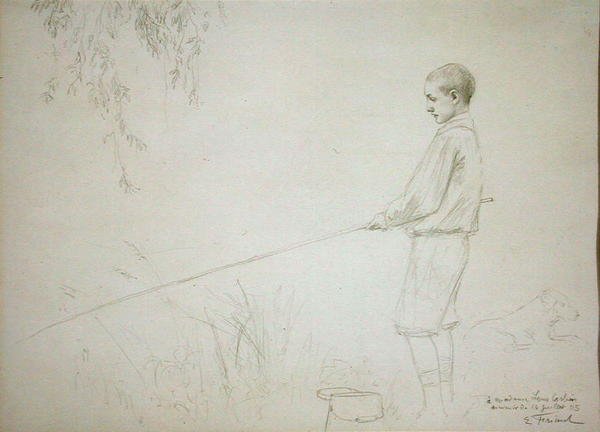 Mladý chlapec rybaří od Emile Friant