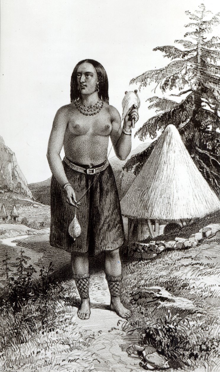 Galla Woman (litho) (černobílá fotografie) od Emile Lassalle
