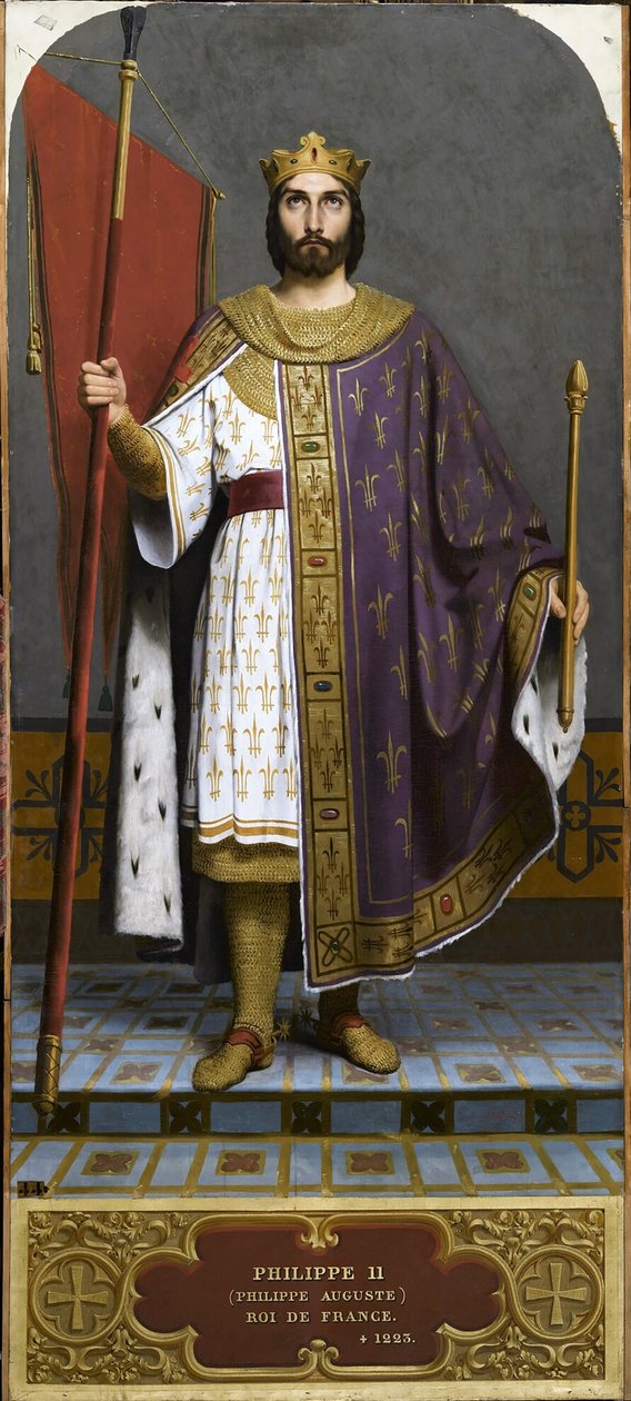 Francouzský král Filip II. 1165-1223, 40. léta 19. století. od Emile Signol
