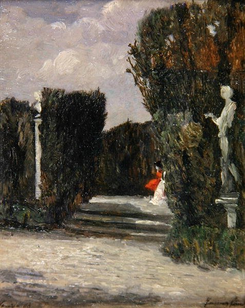 Villa Albani, Řím (olej na panelu) od Emma Ciardi
