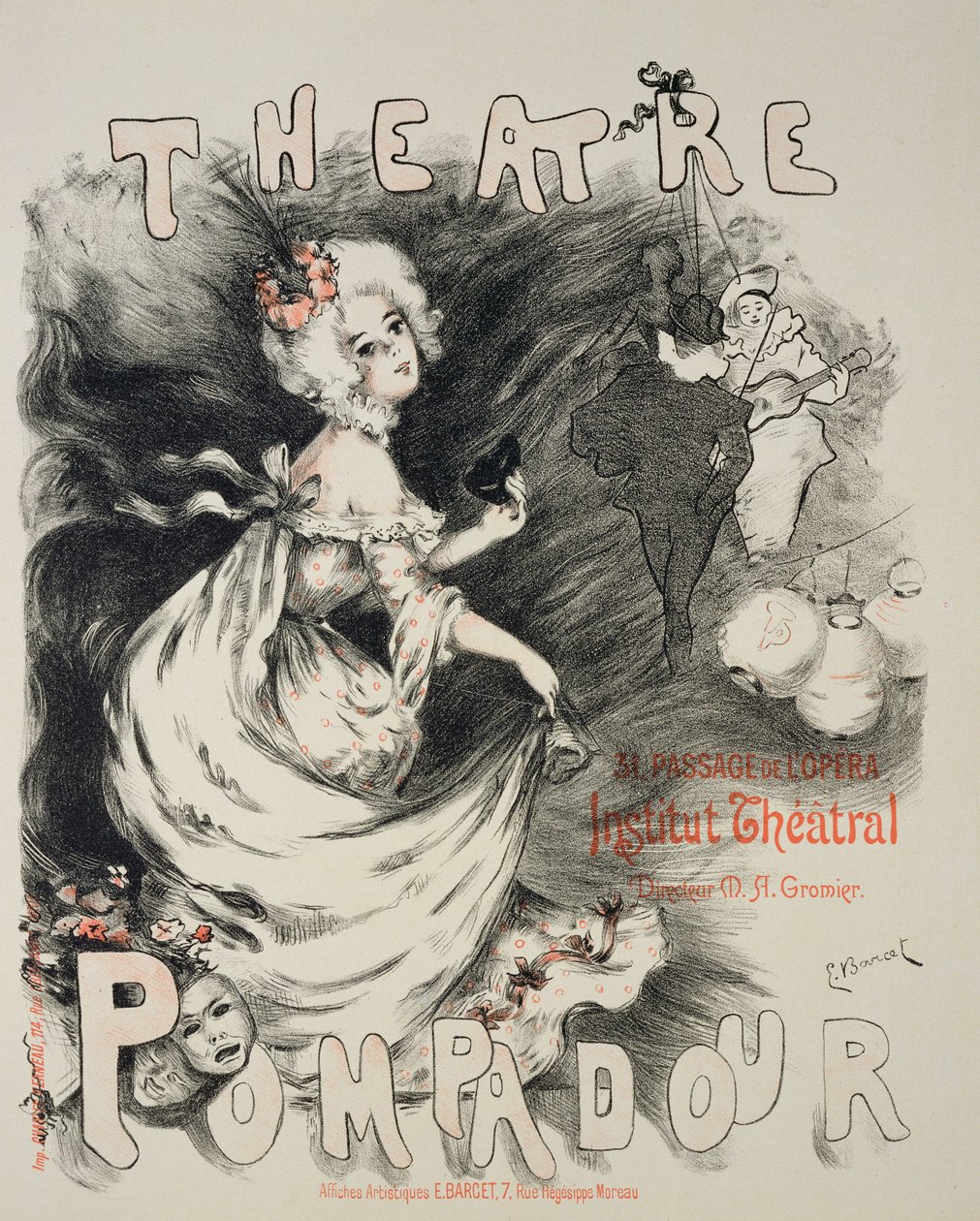 Reprodukce plakátu pro divadlo Pompadour Theatre Theatre od Emmanuel Barcet