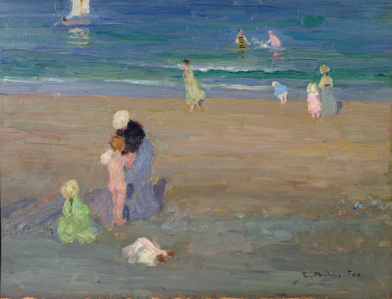 Pláž, Trouville od Emmanuel Phillips Fox