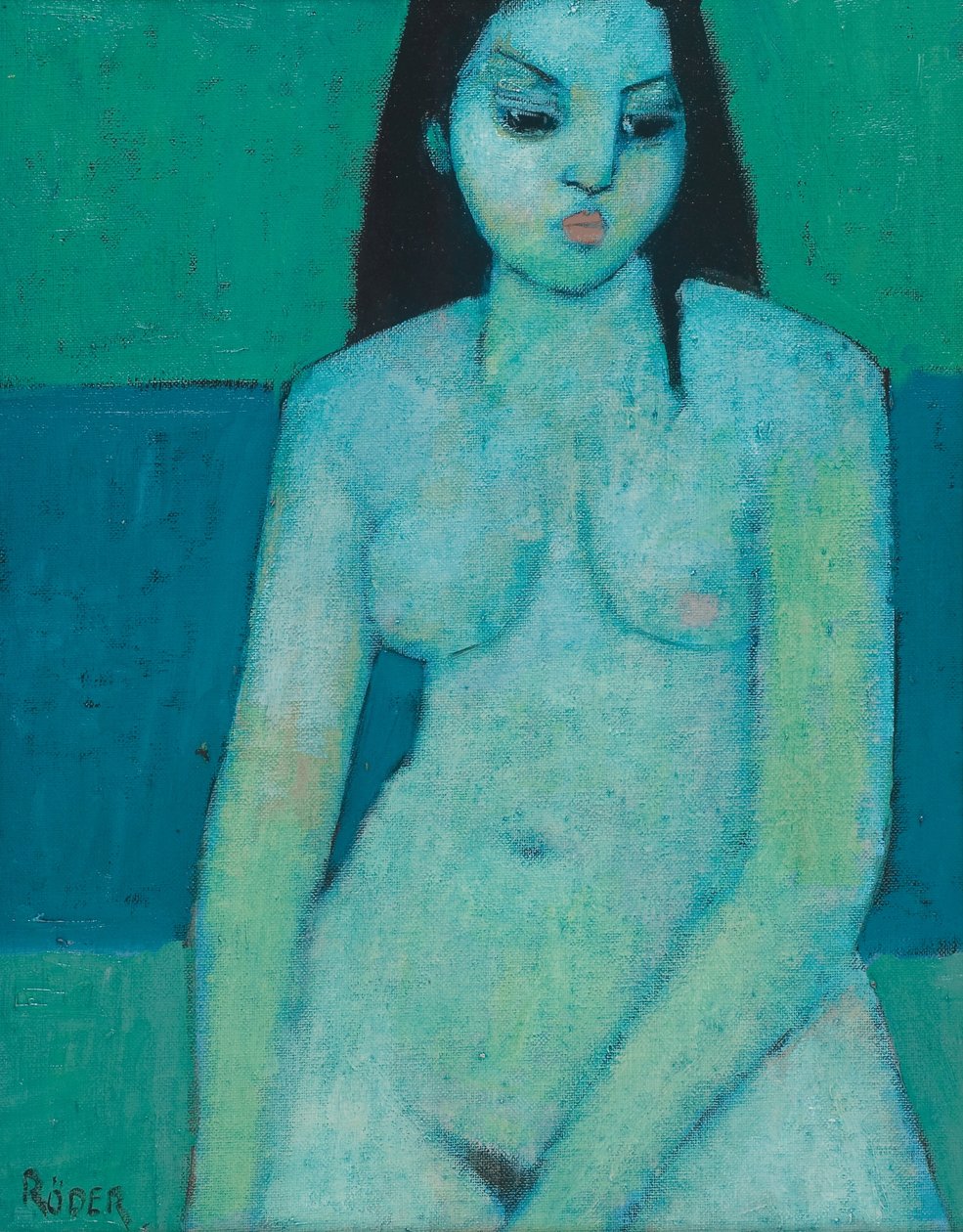 Angelina Nude (olej na palubě) od Endre Roder