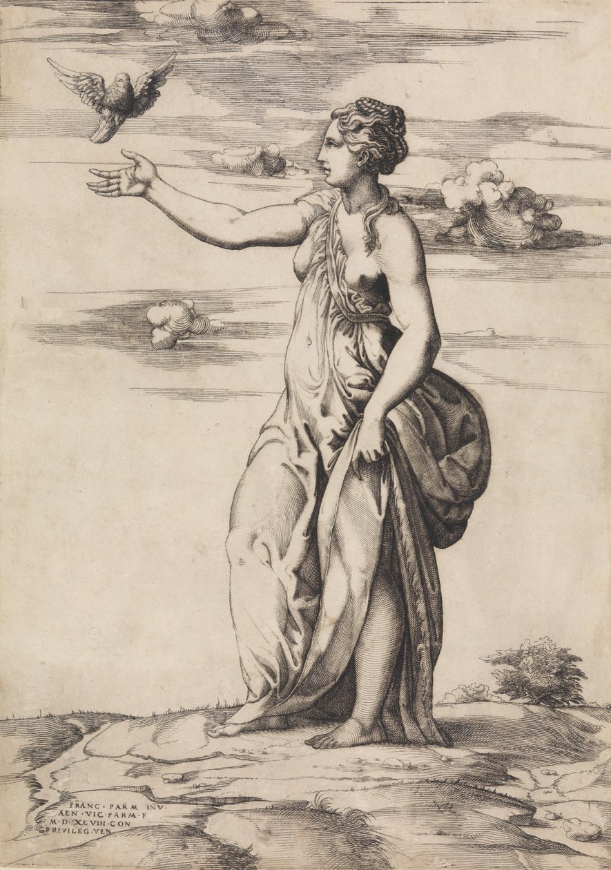 Proserpina mění Aesculapia v sovu, 1548. od Enea Vico