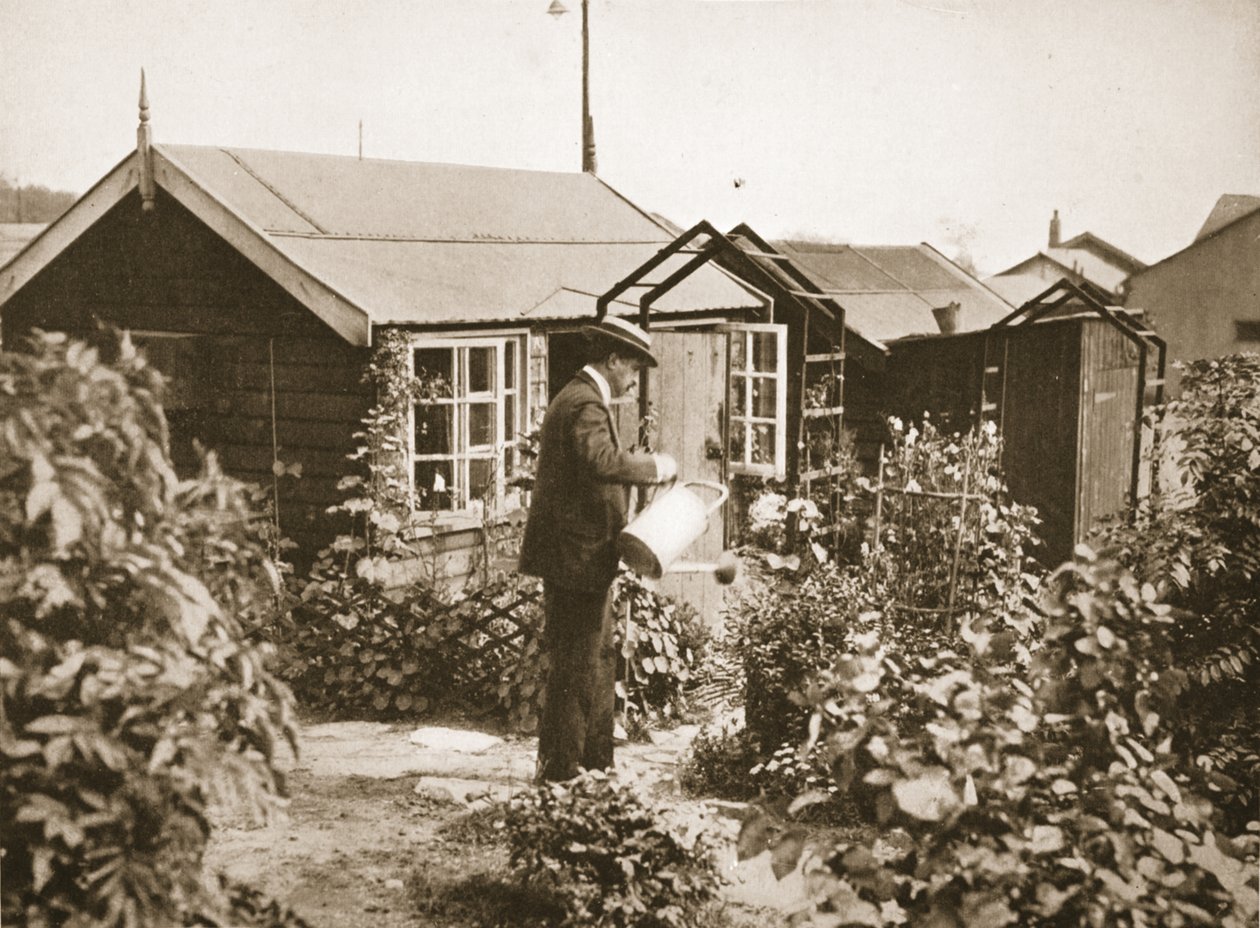 Chalet in the Gardens, Lofthouse Park, ilustrace od německých vězňů ve Velké Británii (hlubotisk) od English Photographer