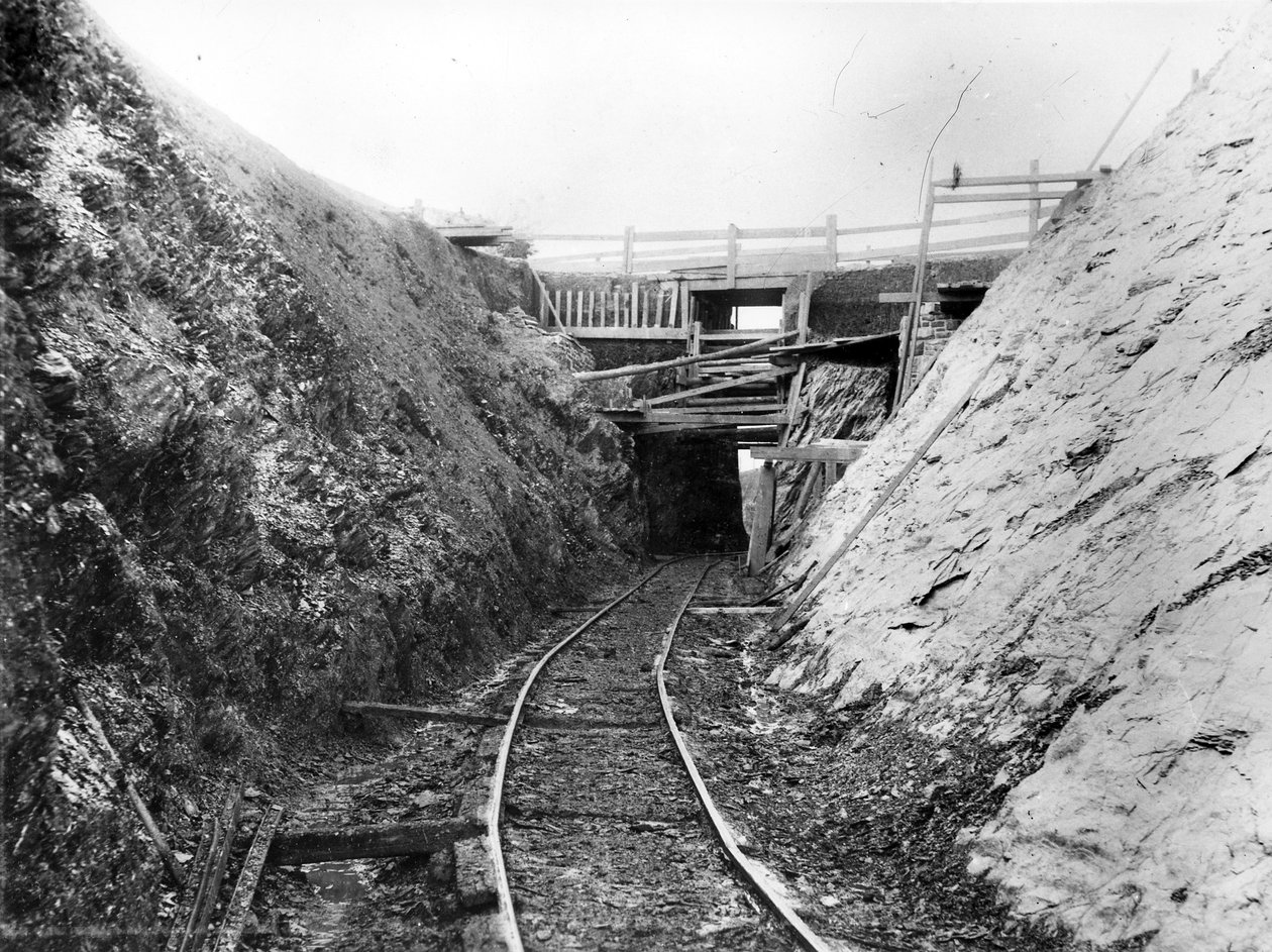 Stavba železnice Lynton und Barnstaple, c.1897 od English Photographer