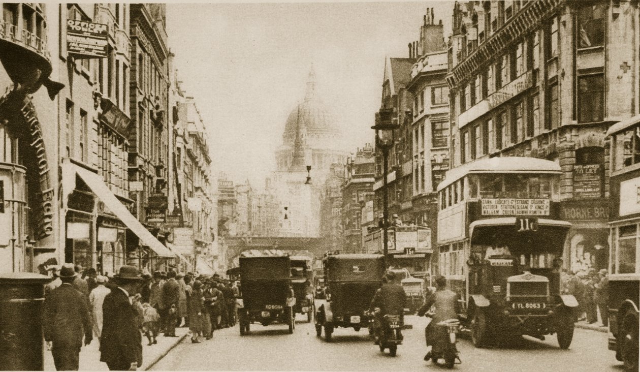 Fleet Street v roce 1926 (sépiová fotografie) od English Photographer