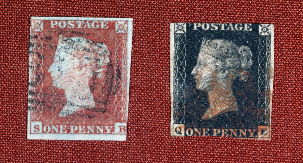 Penny Black a Penny Red, 1850 (tuš na papíře) od English Photographer