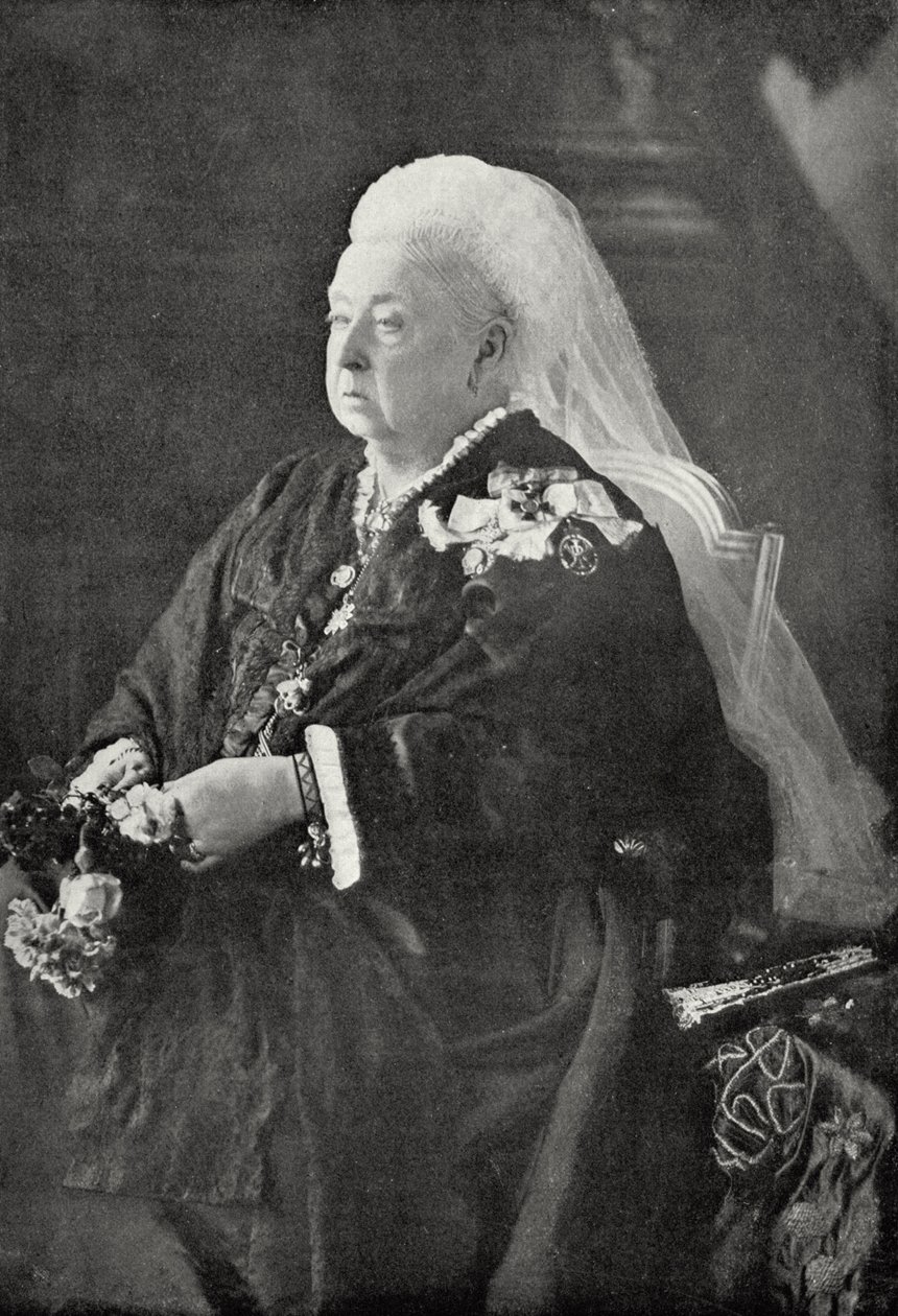 Královna Viktorie (1819-1901) kolem roku 1899 (černobílá fotografie) od English Photographer