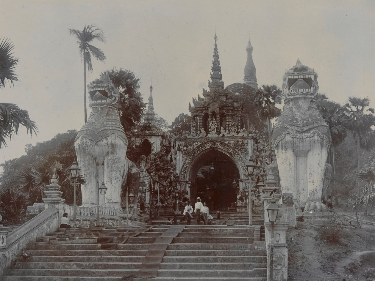 Shwedagonská pagoda v Rangúnu, Barma, kolem roku 1860 (tisk alba) od English Photographer