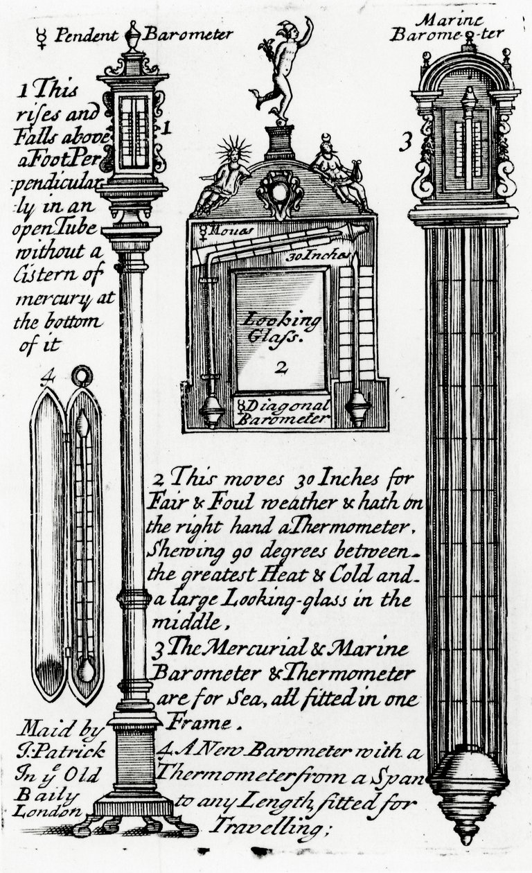 Reklama na barometry od Johna Patricka, c.1705-1715 od English School
