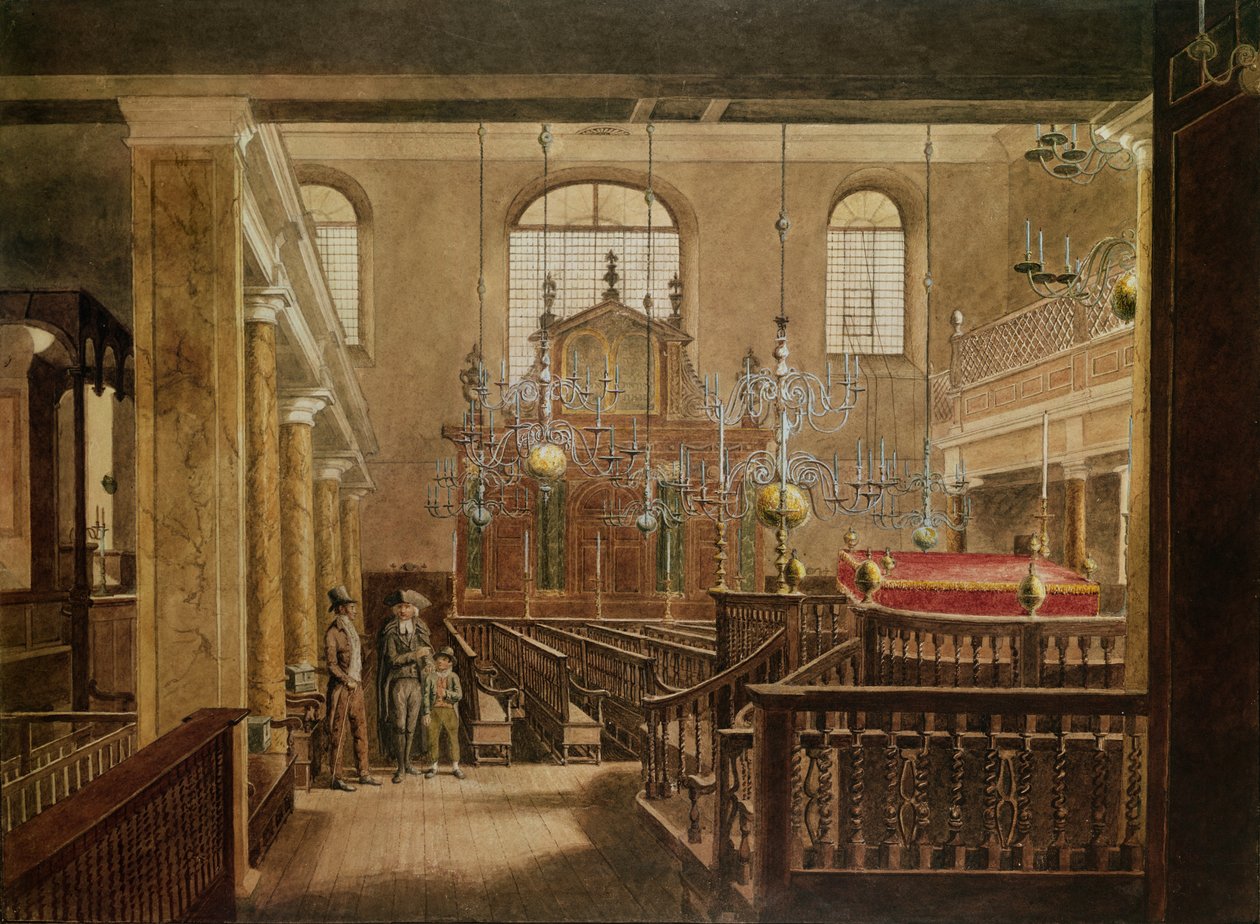 Bevis Marks Synagogue, c.1817 (wc na papíře) od English School