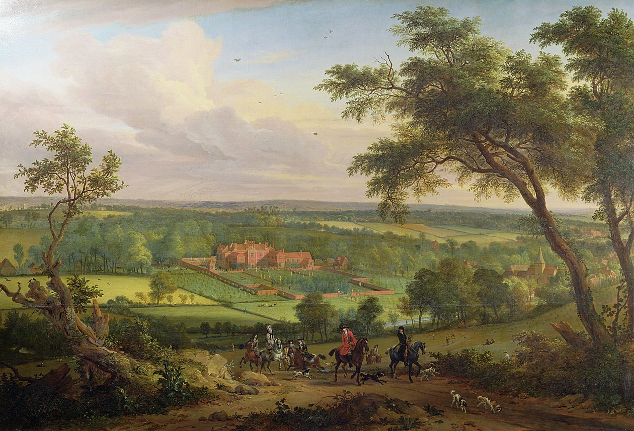 Bifrons Park, Patrixbourne, Kent, dříve připisován Johnu Woottonovi (1682–1764) a dříve Janu Siberechtsovi (1627–1703) asi 1695–1705 od English School