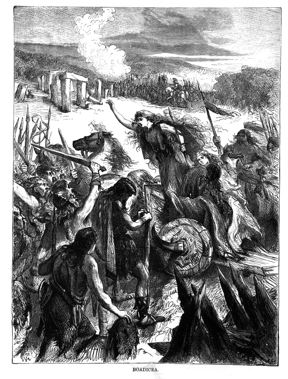 Boadicea Podněcování Iceni proti Římanům od English School