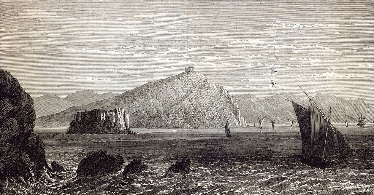 Cape Colonna, s ruinami chrámu Minerva, pobřeží Řecka, z „The Illustrated London News“ od English School