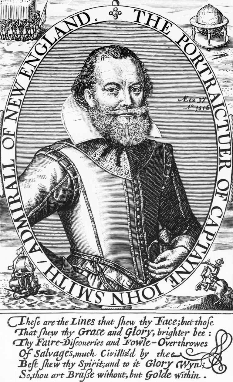 Kapitán John Smith (1580-1631) 1. guvernér Virginie, 1616 od English School