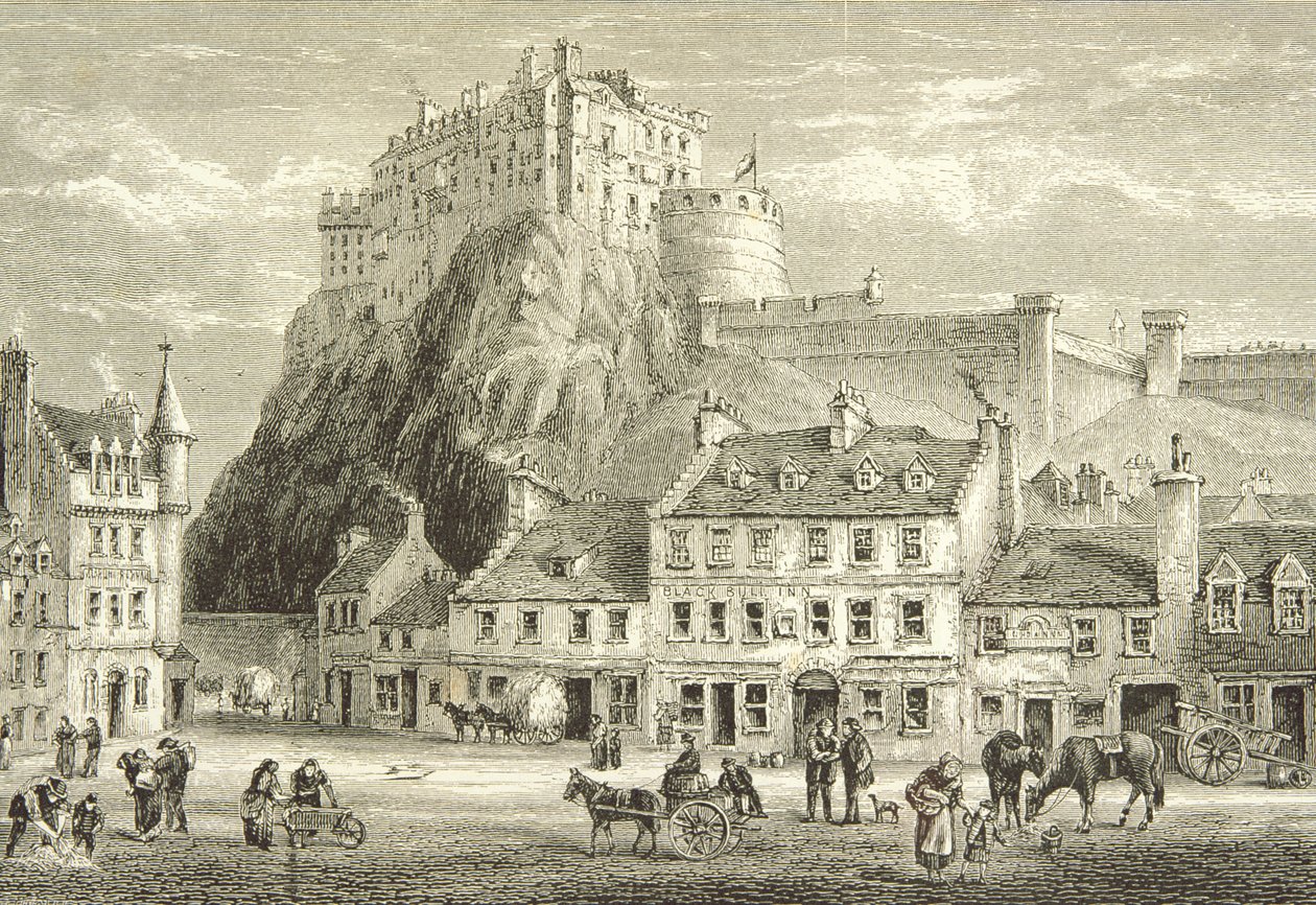 Castle and Grassmarket, Edinburgh v roce 1880, z 