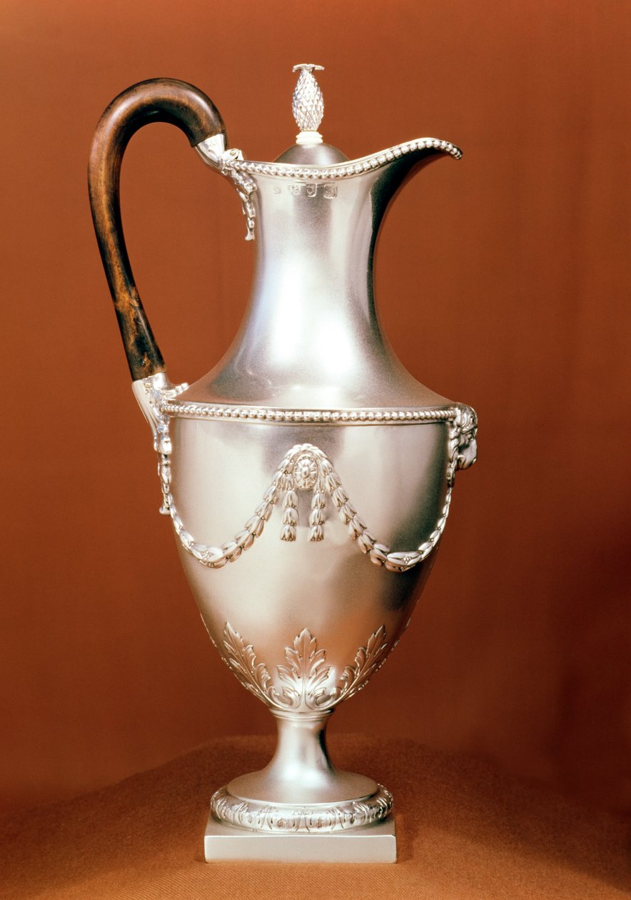 Čokoládový hrnec, s repousse designem a pronásledováním, styl Adam, 1773-4 (stříbrný) od English School