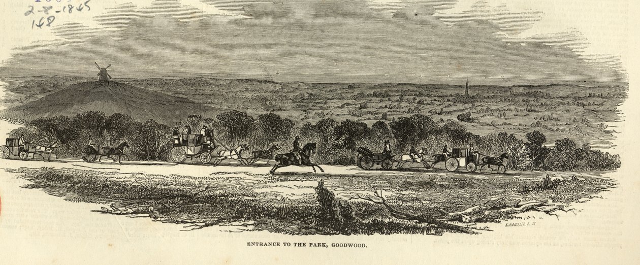Vchod do parku, Goodwood, z „The Illustrated London News“, 2. srpna 1845 od English School