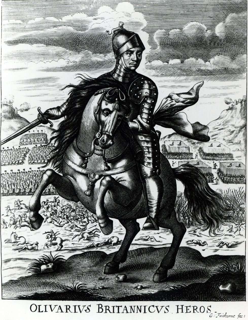 Jezdecký portrét Olivera Cromwella (1599-1658) od English School