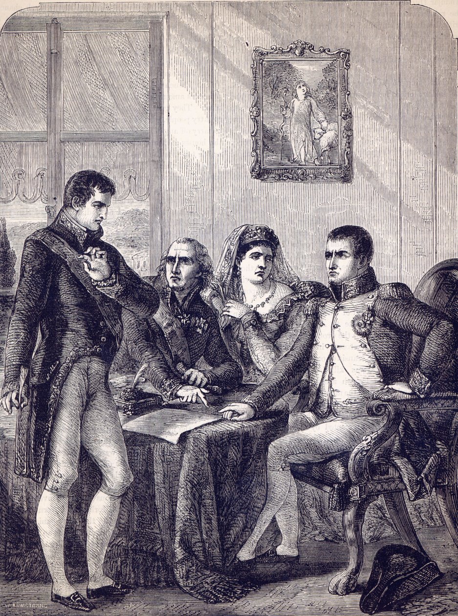 Ferdinand Španělský rezignuje na svou korunu na diktát císaře Napoleona od English School