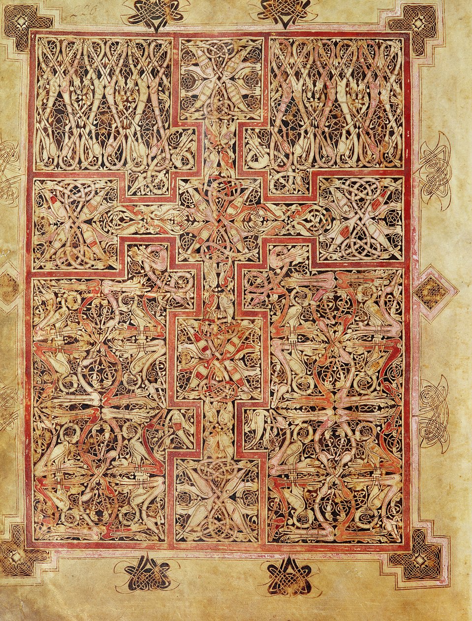 Fol.220 Carpet page, from the Lichfield Gospels, c.720 od English School