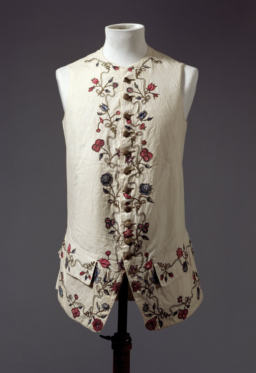 Gentlemans vesta, cca 1760-70 (lněná) od English School