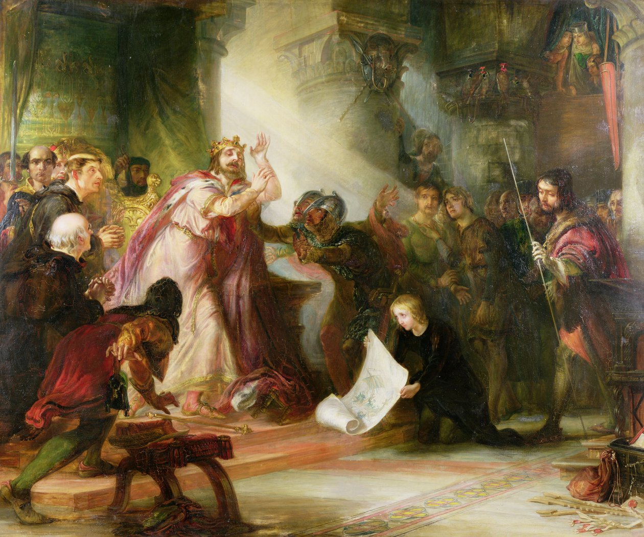 Jindřich I. dostává zprávu o utopení svého syna v Bílé lodi od English School