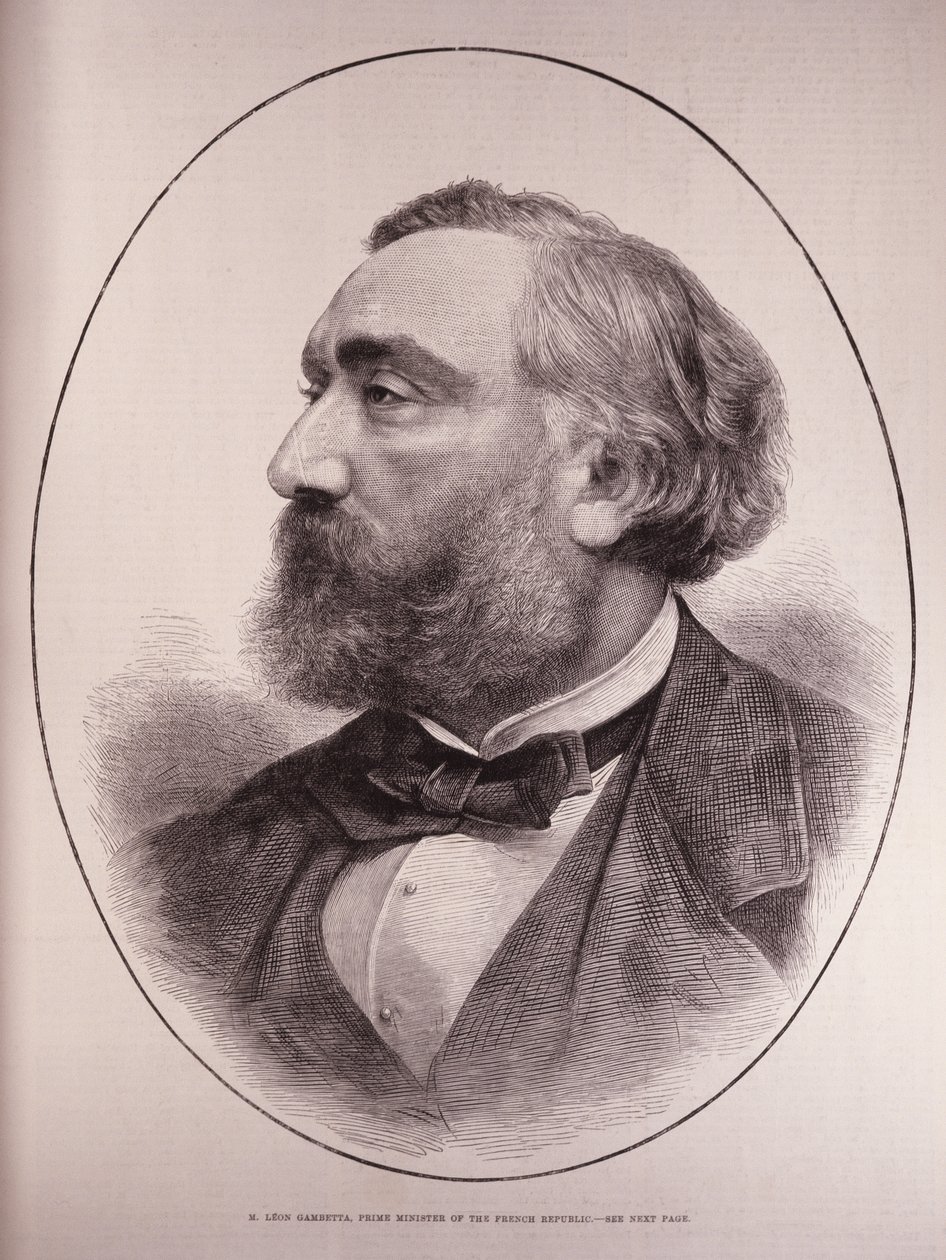 Leon Gambetta (1838-82), předseda vlády Francouzské republiky, z The Illustrated London News, 12. března 1881 od English School