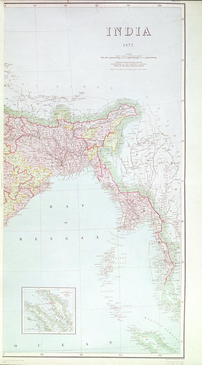 Mapa Indie, 1877 od English School