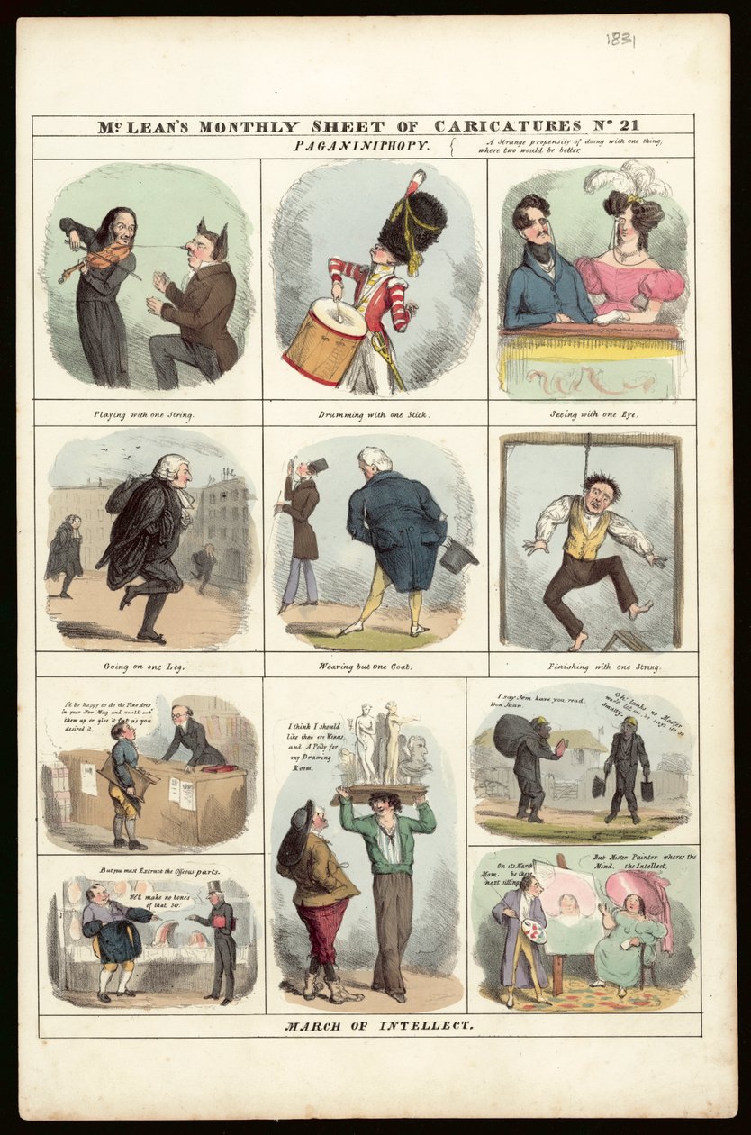 McLeans Monthly Sheet of Caricatures, No 21 [1831] od English School