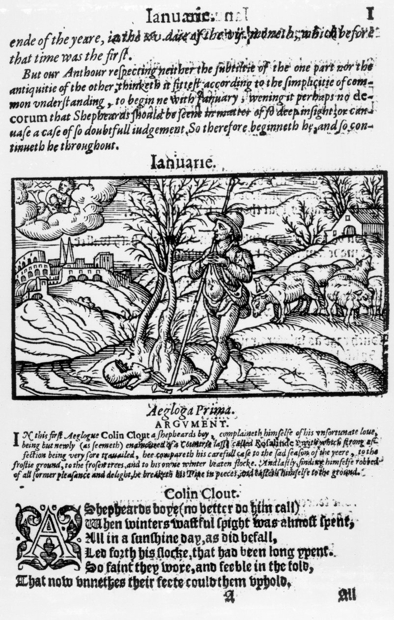Měsíc leden z „The Shepheardes Calender“ od Edmunda Spensera (1552-99) od English School