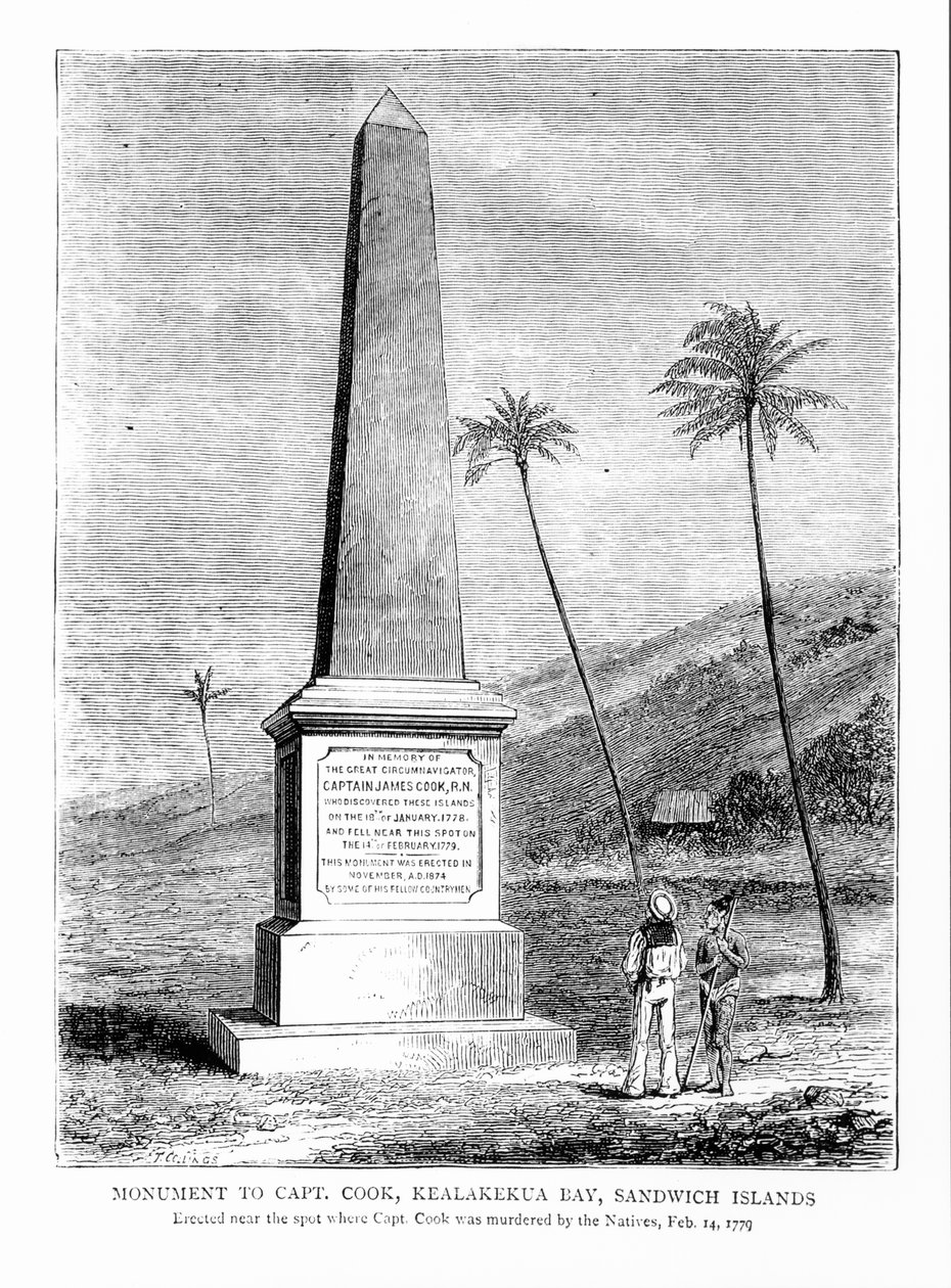 Památník kapitána Jamese Cooka (1728-79), Kealakekua Bay, Sandwichovy ostrovy od English School