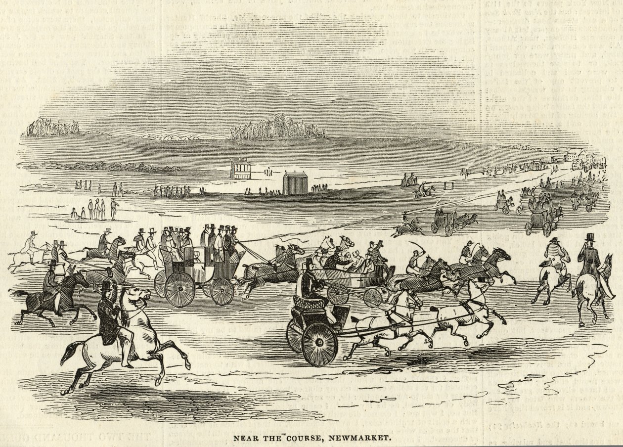 Near the Course, Newmarket, z „The Illustrated London News“, 3. května 1845 od English School