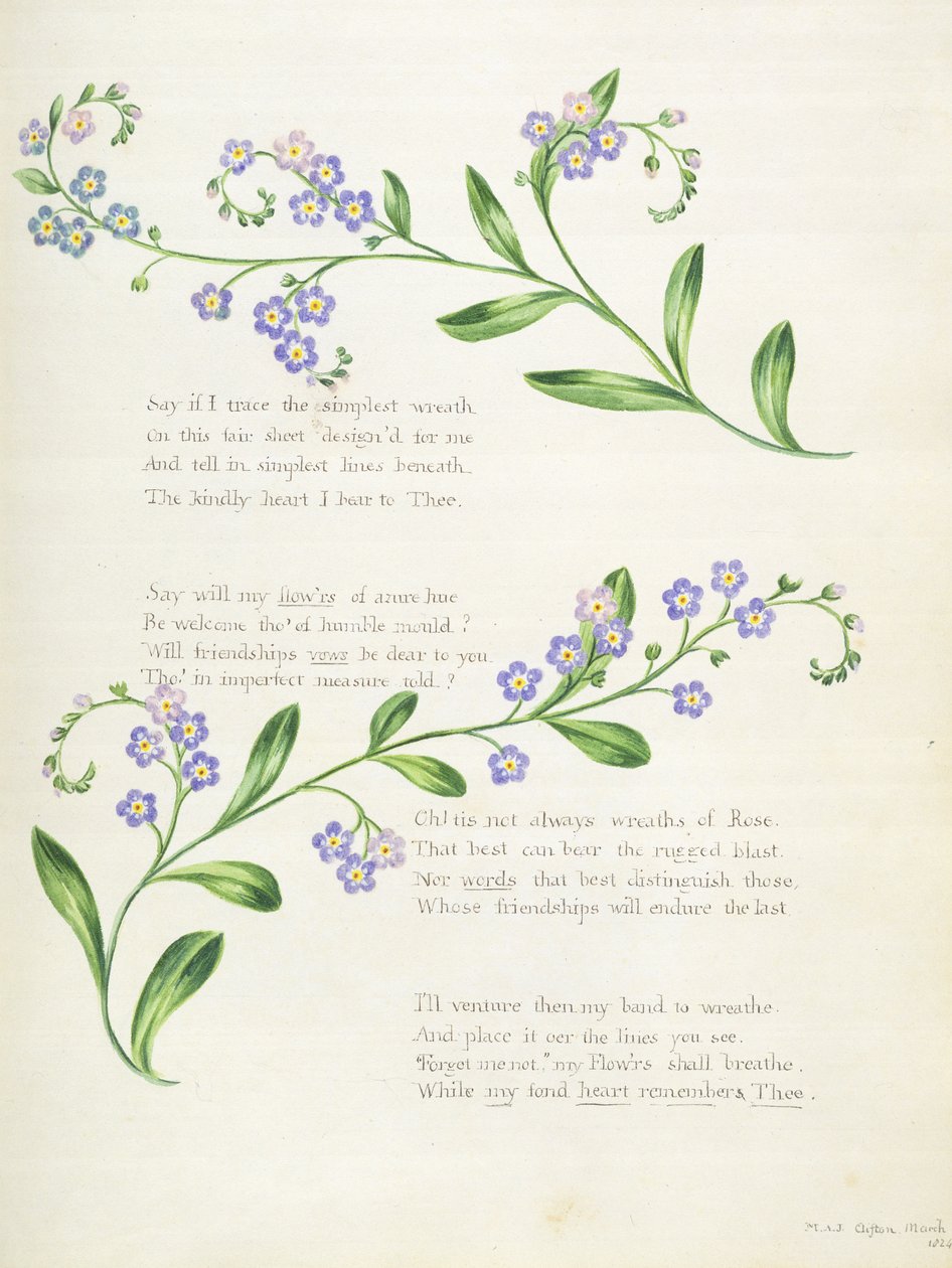 Poezie, z „Alba básní, grafitových kreseb a akvarelů“, kolem roku 1828 od English School