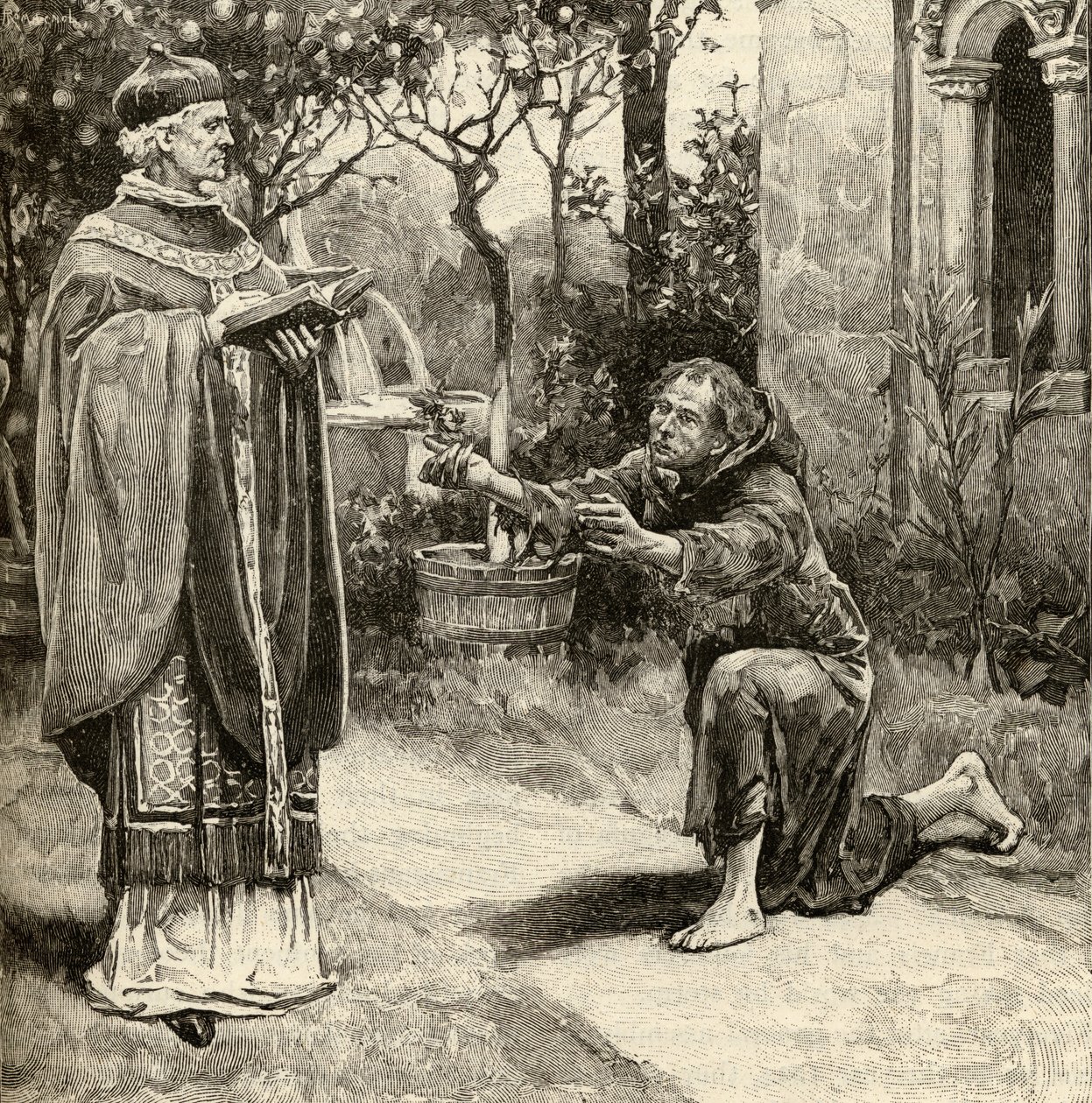 Papež Innocent III. (1161-1216) a sv. František z Assisi (1181-1226) od English School