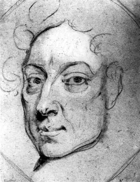 Portrét Alexandra Popea (1688-1744) (uhl na papíře) od English School