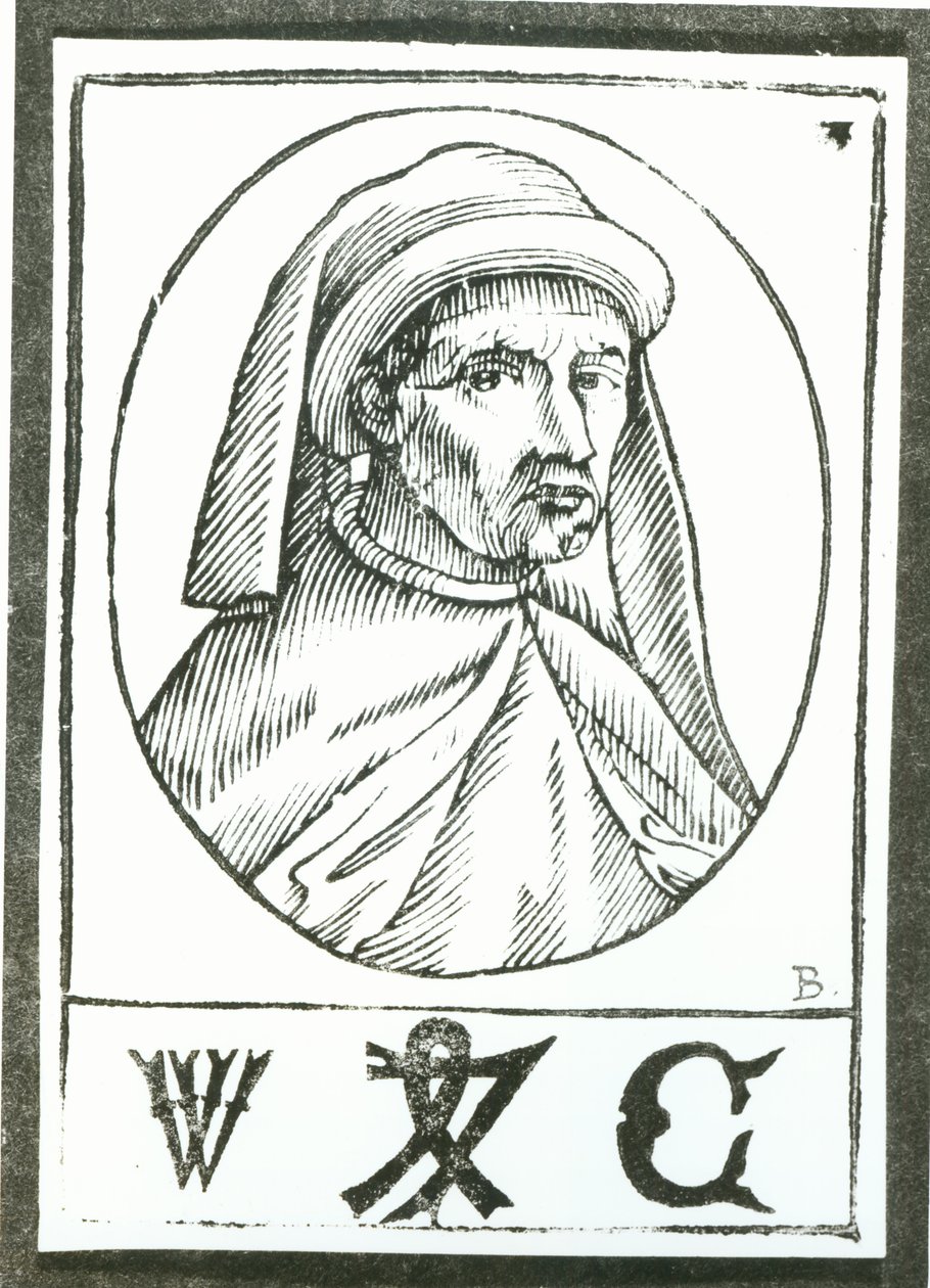 Portrét Williama Caxtona (asi 1422-91) a jeho Printer