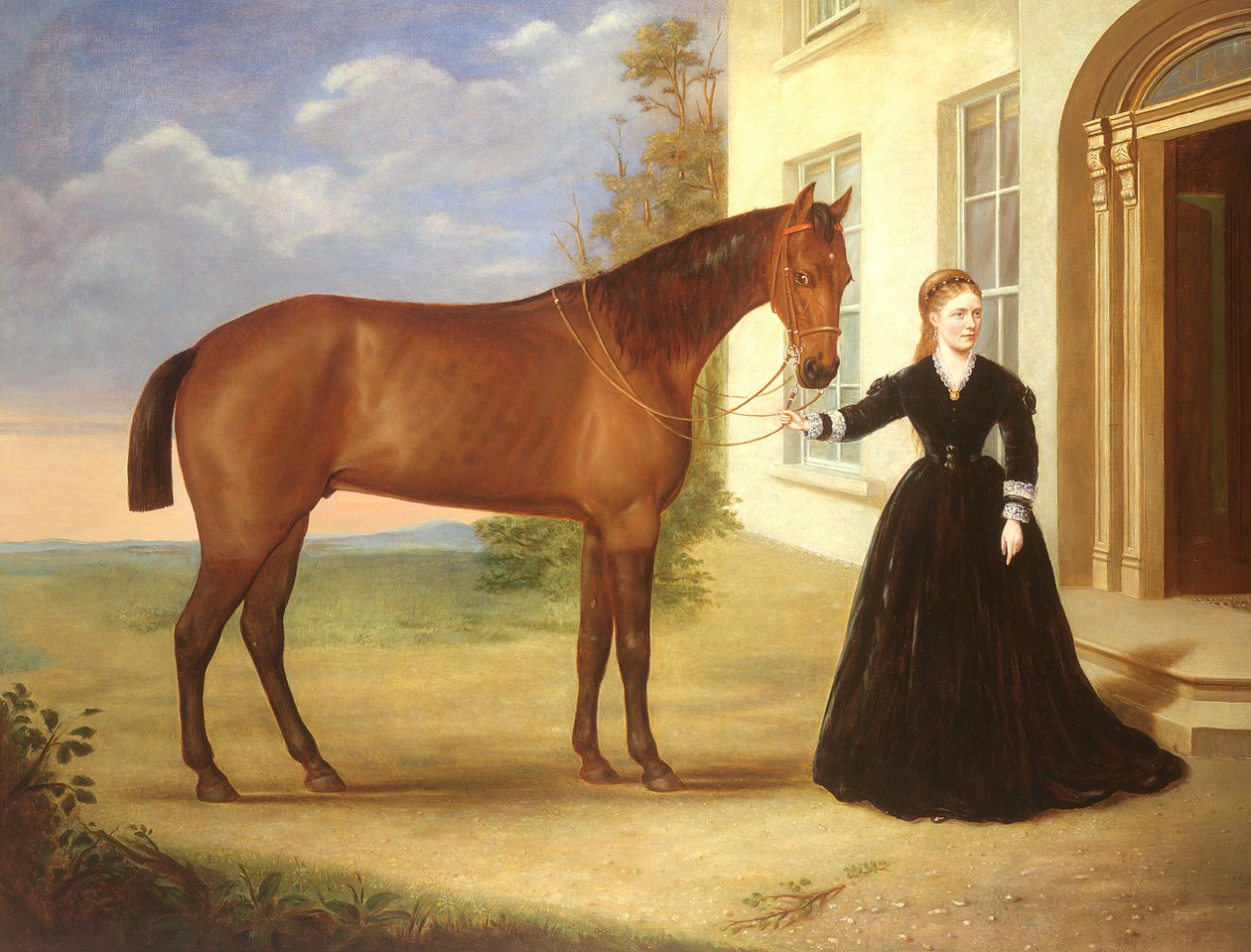 Portrét dámy s jejím koněm, cca 1840 (pár 80977) od English School