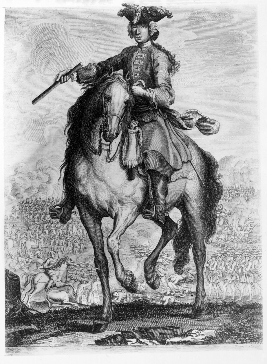 Princ Charles Edward Stuart v bitvě u Prestonpans, c.1745 od English School