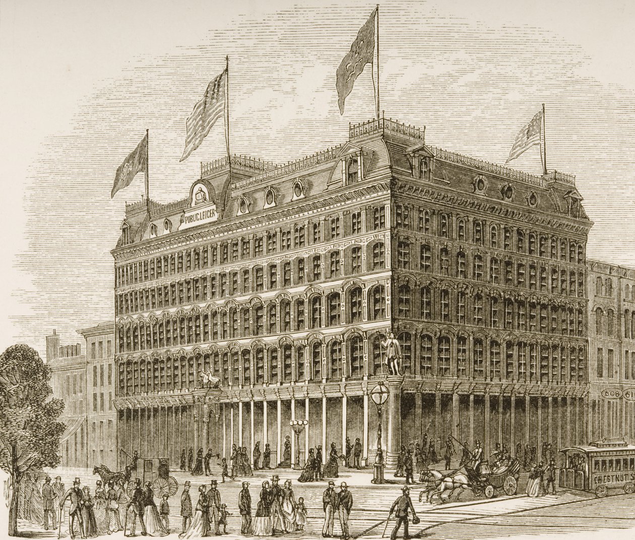 Public Ledger Building, Philadelphia, kolem roku 1870, z 